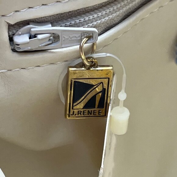 Vintage 80s J. Renee Beige Snake-Embossed Gold Accent Crossbody Clutch Bag Sz M - Picture 8 of 14